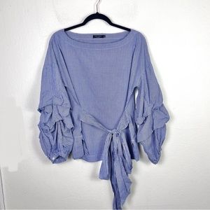 Max Jeans gingham check tie-waist blouse, size XS